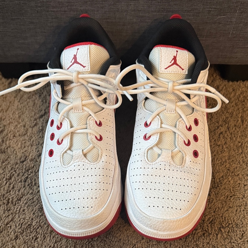 Jordan Kids White and Red Sneakers